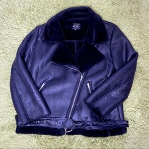 Faux Fur and Leather Moto Jacket